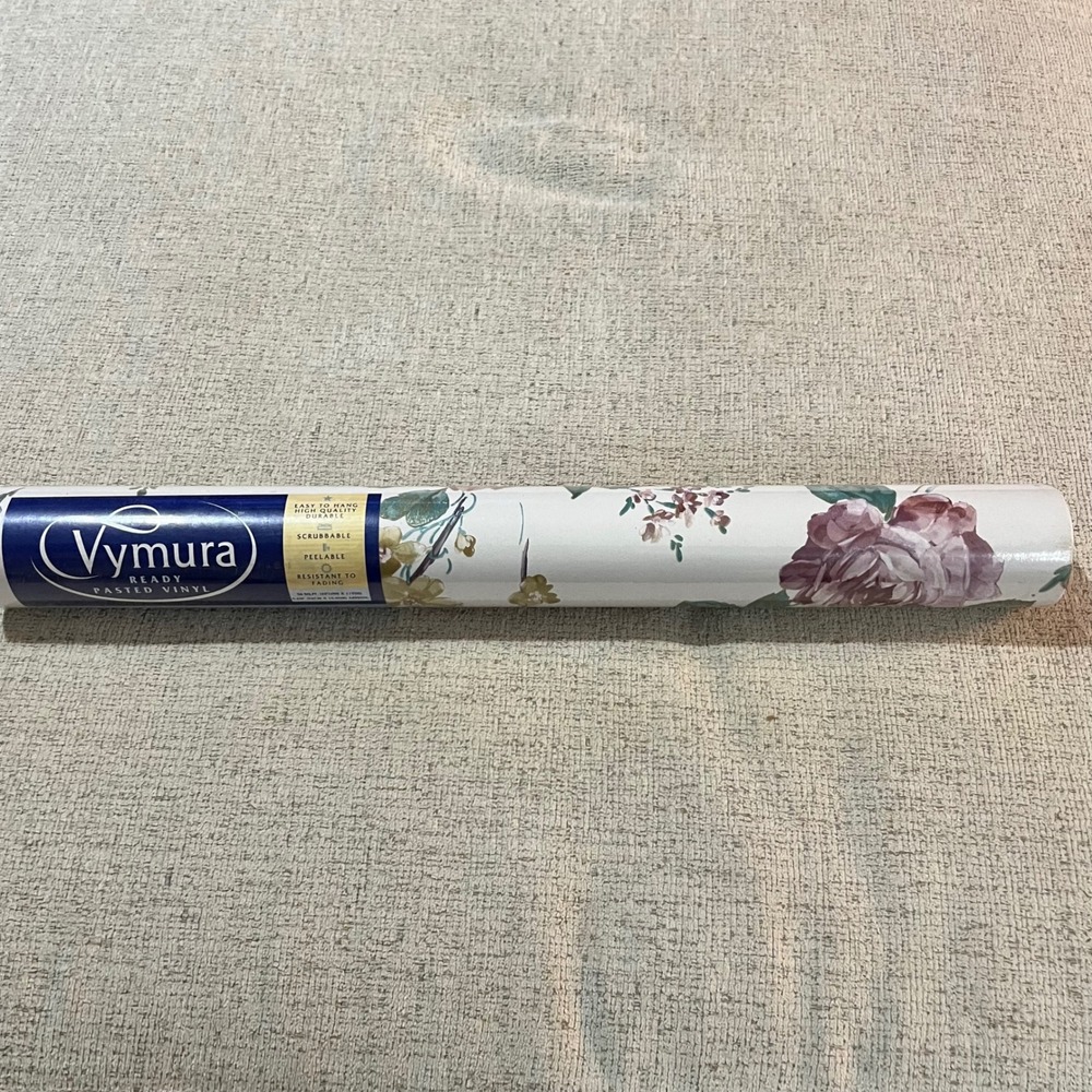 Vymura Vintage Charmaine Floral Wallpaper Ready Pasted Vinyl Mural 56 sq ft